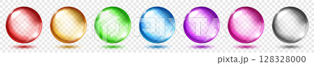 Set of translucent colored spheres. 128328000