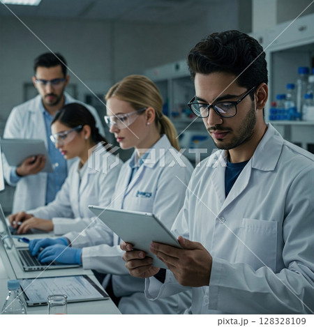 Modern Science Research. Diverse Team in Laboratory Setting. 128328109