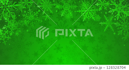 Christmas illustration with snowflakes in green tones. Christmas illustration with snowflakes in green tones. 128328704
