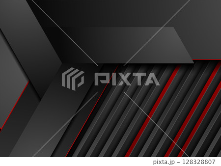 Black and red minimal paper stripes technology abstract background Black and red minimal paper stripes technology abstract background 128328807