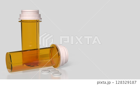 The Drug bottle on white background for Medical or health concept 3d Rendering. The Drug bottle on white background for Medical or health concept 3d Rendering. 128329187