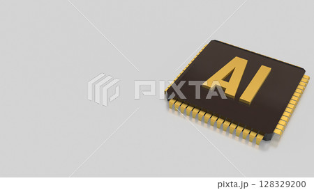 The Gold AI on  IC  for Technology concept 3d Rendering. 128329200