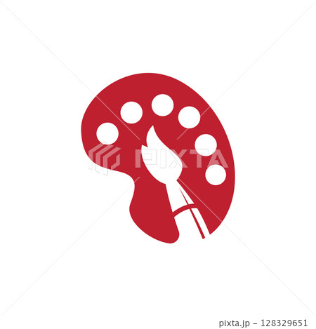 logo design paint palette board illustration concept design minimalist simple product brand template 128329651