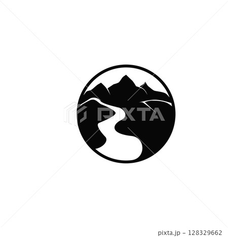 river logo design beautiful natural river scenery with simple minimalist concept illustration of product brand template 128329662