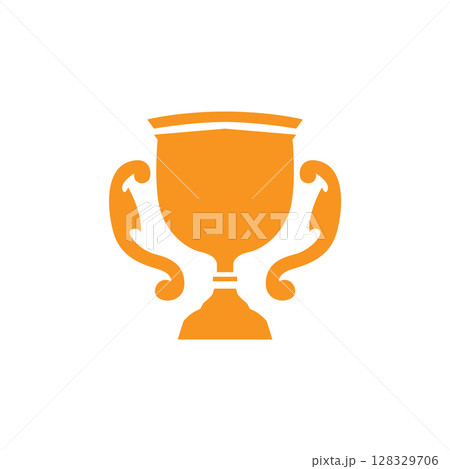 simple championship design with trophy logo victory cup concept vintage simple minimalist modern elegant symbol illustration victory template and brand 128329706