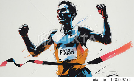 東京マラソンを走るランナーのイラスト 東京マラソンを走るランナーのイラスト 128329750