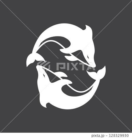 ocean animal silhouette design dolphin logo concept with black silhouette minimalist simple illustration of ocean product brand template 128329930