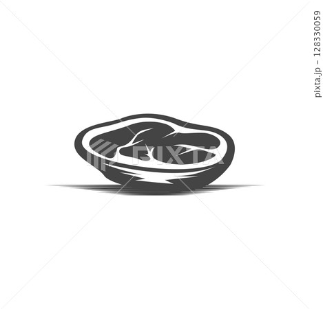 silhouette of steak logo with vintage old minimalist concept with meat, fire and knife, illustration of steak symbol grilled meat templet brand restaurant, food, bar, cafe and poster 128330059