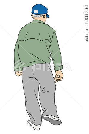 歩く高齢男性の後ろ姿 128330163