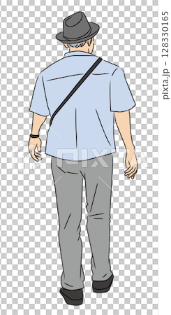 歩く男性の後ろ姿 128330165