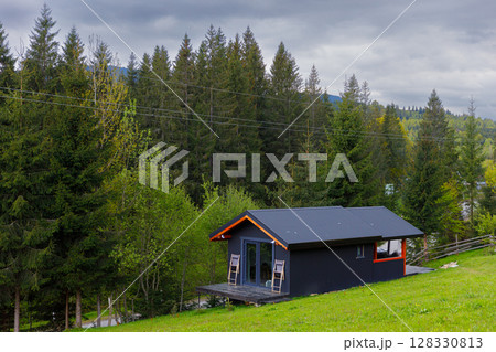 Charming Modern Cabin Nestled Amidst Lush Greenery of the Forest Perfect for Nature Lovers Seeking Tranquility and Relaxation in a Beautifully Scenic Setting Charming Modern Cabin Nestled Amidst Lush Greenery of the Forest Perfect for Nature Lovers Seeking Tranquility and Relaxation in a Beautifully Scenic Setting 128330813