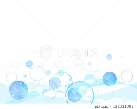 寒色の抽象的な丸の背景イラスト                                 128331398