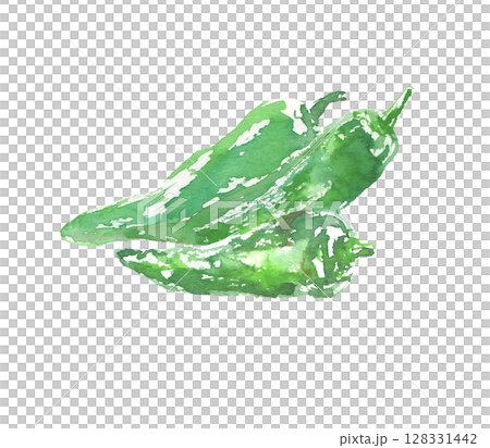 Watercolor illustration of Manganji pepper 128331442