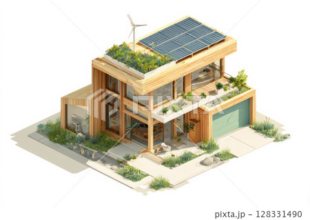 ZEHゼロエネルギーハウスの木造住宅 ZEHゼロエネルギーハウスの木造住宅 128331490