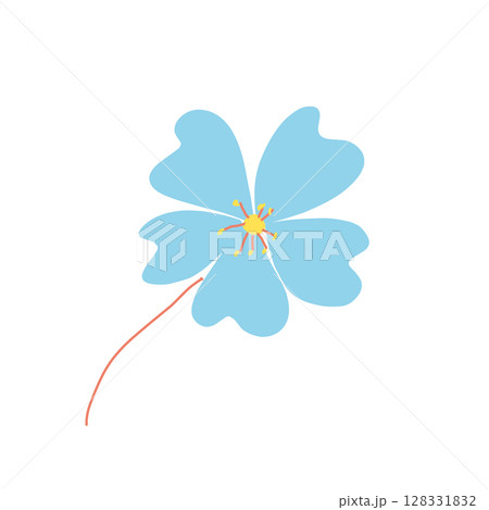 遊び心がいっぱい - ふんわりポップな手描きのお花 - 明るいイエローがアクセント 128331832