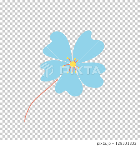 遊び心がいっぱい - ふんわりポップな手描きのお花 - 明るいイエローがアクセント 128331832