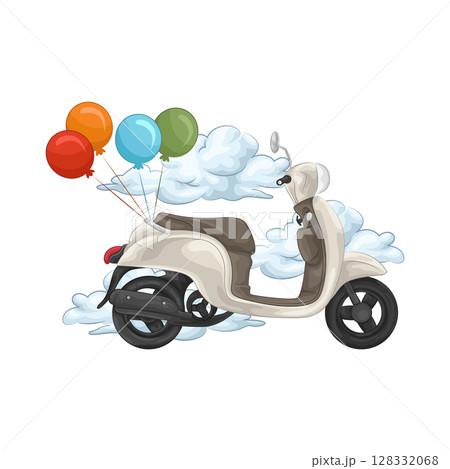 Illustration of Scooter with balloon 128332068