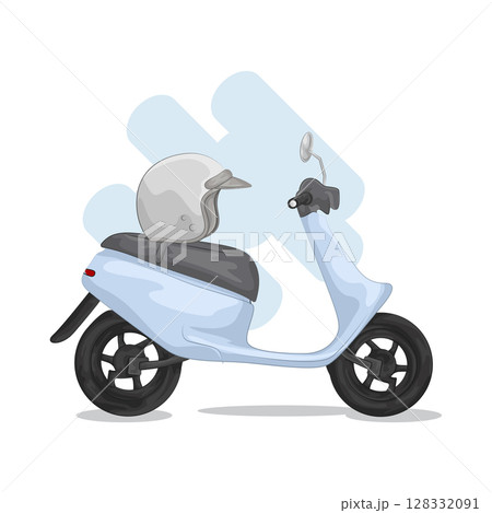 Illustration of Scooter with helmet 128332091