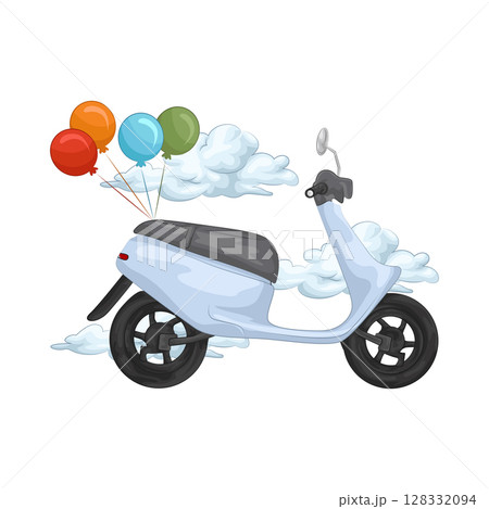Illustration of Scooter with balloon Illustration of Scooter with balloon 128332094