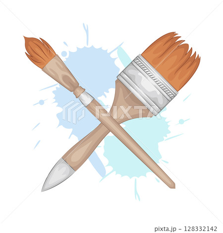 Illustration of Crossed paint brush Illustration of Crossed paint brush 128332142
