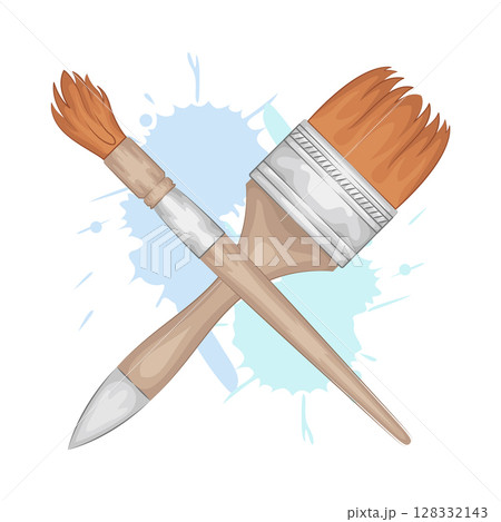 Illustration of Crossed paint brush Illustration of Crossed paint brush 128332143