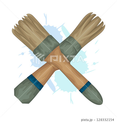 Illustration of Crossed paint brush Illustration of Crossed paint brush 128332154