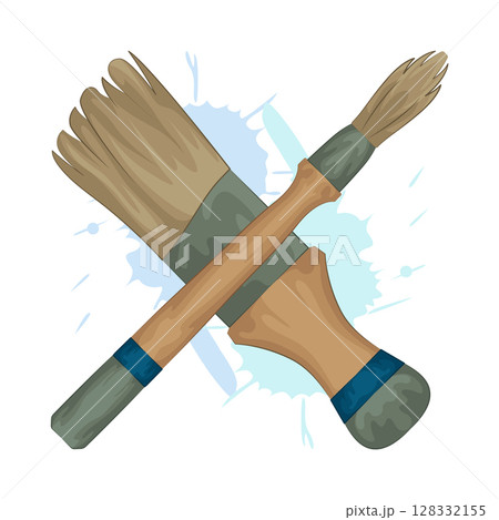 Illustration of Crossed paint brush  128332155