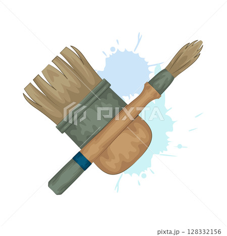 Illustration of Crossed paint brush  128332156