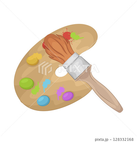 Illustration of Paint brush and paint palette Illustration of Paint brush and paint palette 128332168