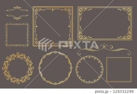高級感のあるビンテージ調のフレームデザインセット 128332299