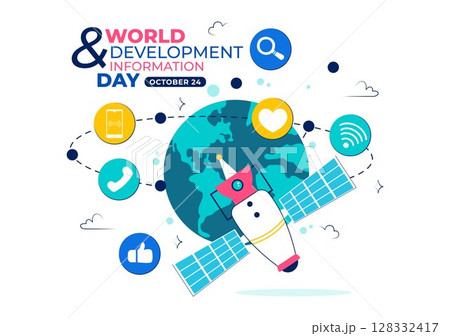 World Development Information Day Illustration on October 24 Featuring Telecommunications and Society to Mobilize Public Opinion in a Background World Development Information Day Illustration on October 24 Featuring Telecommunications and Society to Mobilize Public Opinion in a Background 128332417