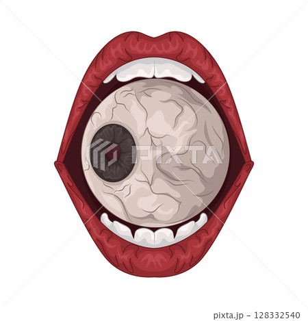 Illustration of Eyeball in mouth Illustration of Eyeball in mouth 128332540