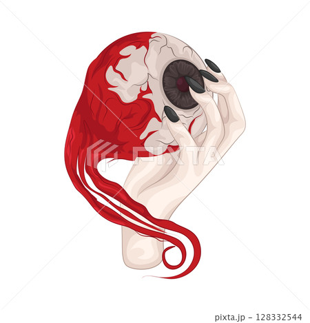 Illustration of Eyeball on hands 128332544