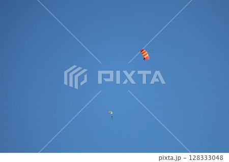 （さいたま・桶川飛行場）大空を飛ぶスカイダイバー 128333048