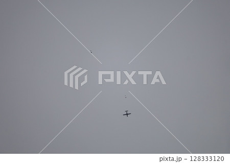 （さいたま・桶川飛行場）飛行機から飛び立つスカイダイバー 128333120