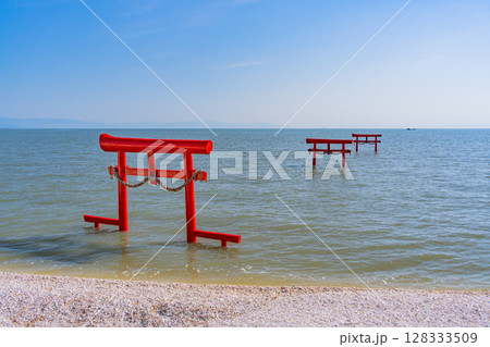 （佐賀県）有明海　大魚神社の海中鳥居 128333509
