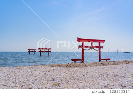 （佐賀県）有明海　大魚神社の海中鳥居 128333514
