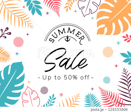 Summer Sale サマーセール /  ベクターバナーイラスト  128333806