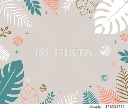 背景素材 / 夏・南国の植物イラスト 128333812