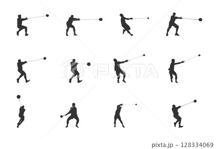 Hammer throw silhouette, Hammer throw svg, Hammer throw vector set, Hammer throw drawing, Hammer throw player vector set. Hammer throw silhouette, Hammer throw svg, Hammer throw vector set, Hammer throw drawing, Hammer throw player vector set. 128334069
