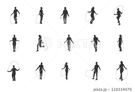 Jumping rope svg, Jumping rope silhouette, Jump rope skipping silhouette, Jump rope skipping svg, Jumping rope vector bundle. 128334079