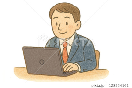 PCで仕事する男性会社員 128334161