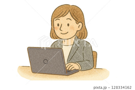 PCで仕事する女性会社員 128334162