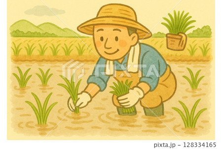 田植え／米農家 128334165