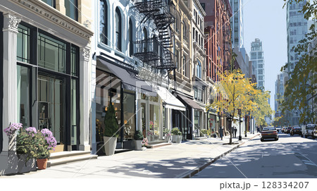 NewYork Street in USA（ニューヨークの街並み） 128334207