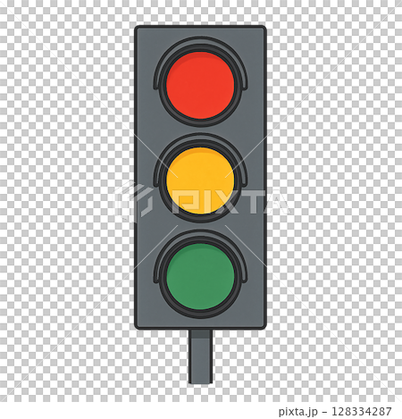 Illustration of a vertical traffic signal 128334287