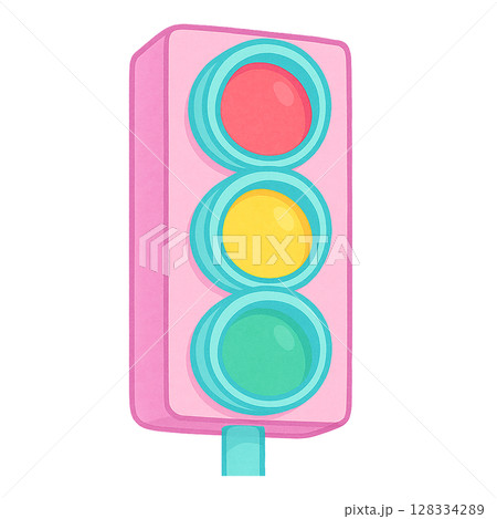 ポップなパステルカラー信号機イラスト 128334289