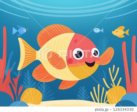 カラフルな熱帯魚がこちらに手を振っている カラフルな熱帯魚がこちらに手を振っている 128334330