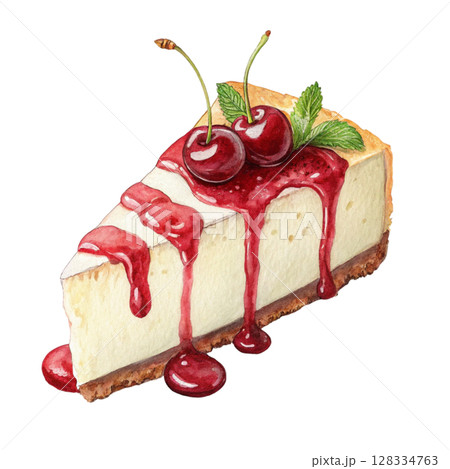 One Cake Slice per Clipart Watercolor One Cake Slice per Clipart Watercolor 128334763