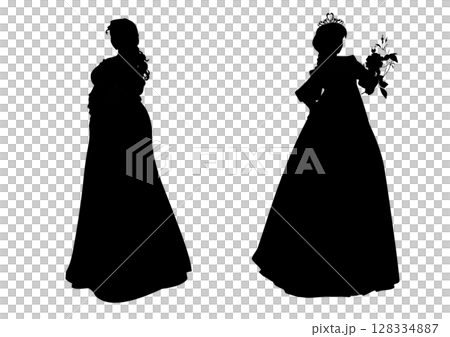Person full body pose silhouette set Person full body pose silhouette set 128334887